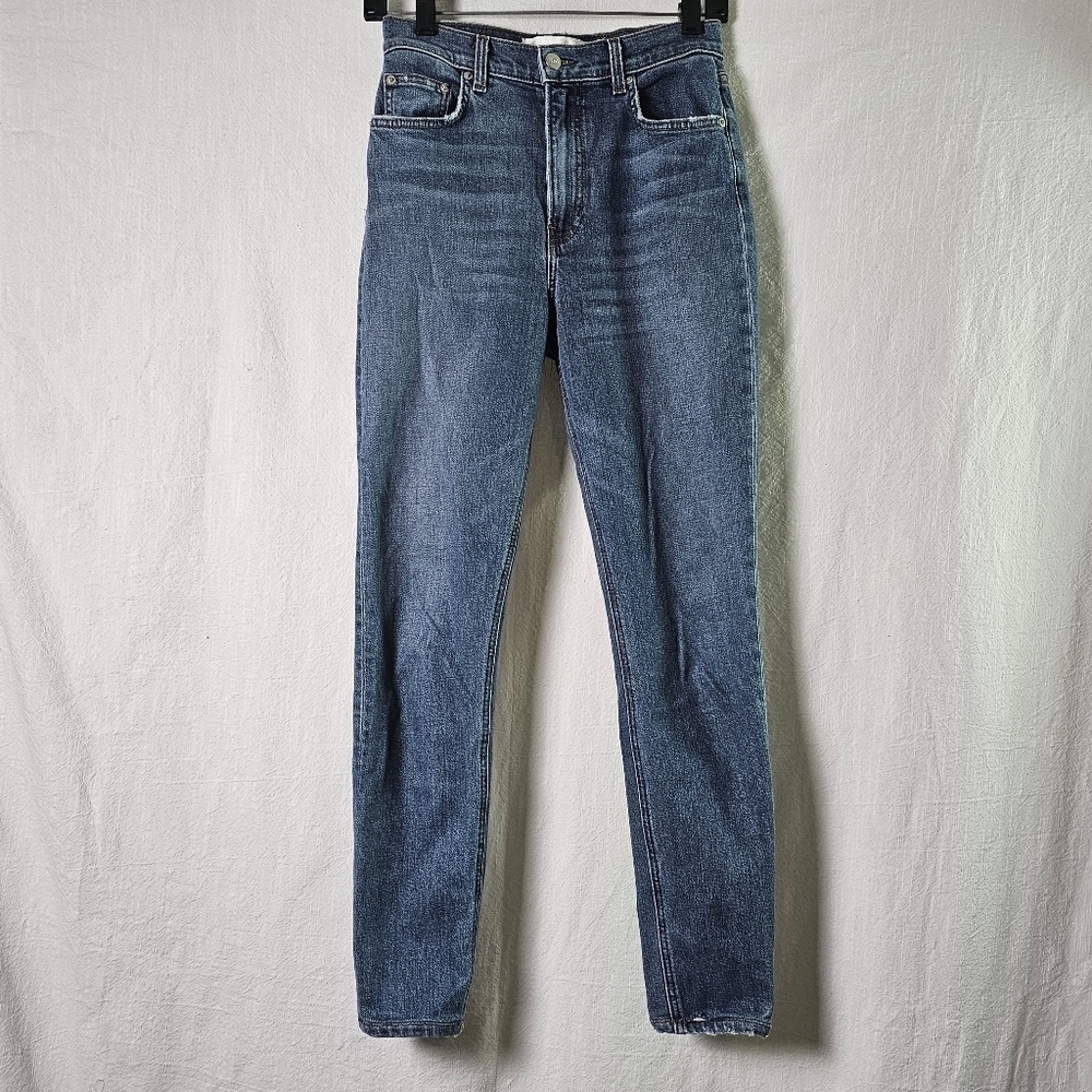 Reformation High Rise Skinny Distress Blue Jeans Sz 28 - Picture 2 of 14